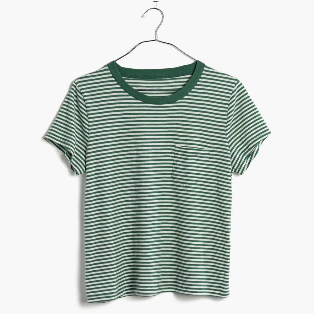 Madewell Radio Tee Crop Pocket Tee Green XS